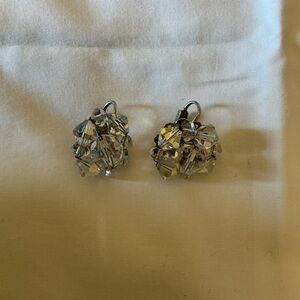AB Crystal Cluster Clip On  Earrings